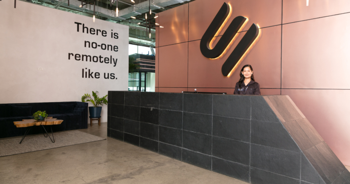 Cybalink Solutions office reception promoting workplace sustainability through a modern, employee-focused work environment
